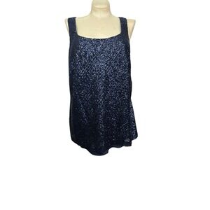 Women's Lauren Ralph Lauren‎ 16W navy blue sequined tank top preowned